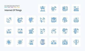 25 paquete de iconos azules de internet de las cosas vector