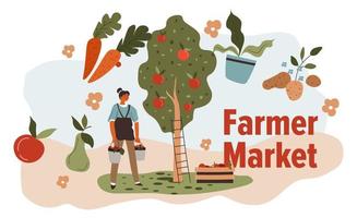 Farmer market ecological and natural products vector