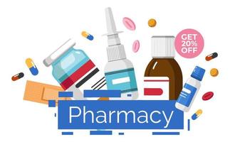 Pharmacy shop get 20 percent off price banner