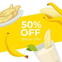 Special offer on banana desserts in cafe banner vector