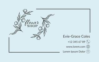 Flower shop business card design with contact vector
