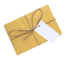 caja de regalo con etiqueta en blanco para maquetas png