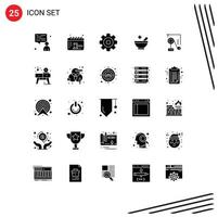 Pictogram Set of 25 Simple Solid Glyphs of exparimant physics physics media expariment patient Editable Vector Design Elements