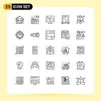 Line Pack of 25 Universal Symbols of aim plant medical leaves interior Editable Vector Design Elements