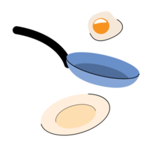 padella con fritte uovo cucinando cartone animato png