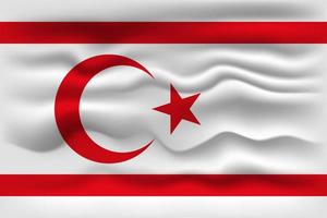 Waving flag of the country Northern Cyprus. Vector illustration.