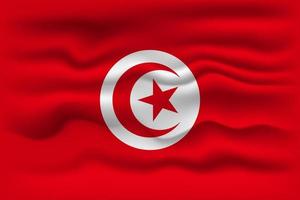 Waving flag of the country Tunisia. Vector illustration.