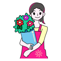 cute girl flower shop owner png