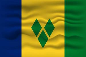 Waving flag of the country Saint Vincent and the Grenadines. Vector illustration.