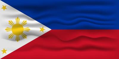 Waving flag of the country Philippines. Vector illustration.