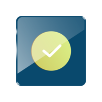 confirm icon in blue glass square png