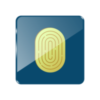 Fingerabdruck-Scan-Symbol im blauen Glasquadrat png