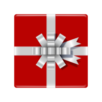 une boîte cadeau rouge attachée avec un ruban blanc. png