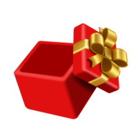 une boîte-cadeau rouge attachée avec un ruban d'or. png