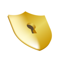 Golden shield with a keyhole in the middle png