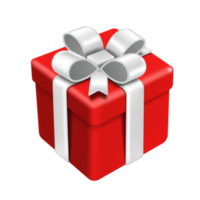 una caja de regalo roja atada con una cinta blanca. png