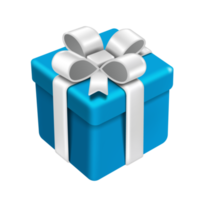 una caja de regalo azul atada con una cinta blanca. png