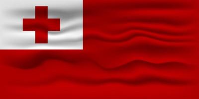 Waving flag of the country Tonga. Vector illustration.