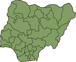 doodle freehand drawing of nigeria map. png