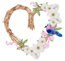 Valentine flower wreath watercolor png