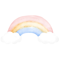 ilustração em aquarela de arco-íris de nuvem fofa png