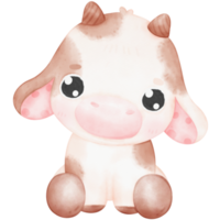 illustration aquarelle de vache bébé mignon png