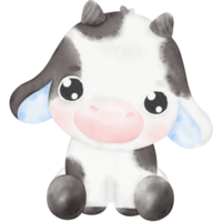 illustration aquarelle de vache bébé mignon png