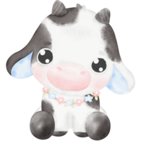 Cute Baby Cow watercolor Illustration png