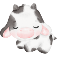 ilustração em aquarela de vaca bebê fofo png