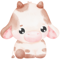 illustration aquarelle de vache bébé mignon png
