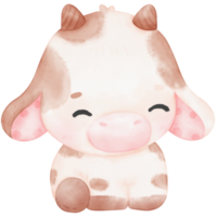 Cute Baby Cow watercolor Illustration png