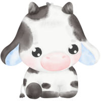 ilustração em aquarela de vaca bebê fofo png