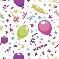 Festive print with balloons and confetti pattern vector