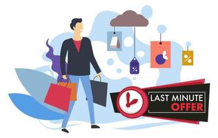 Last minute offer, hurry to shop and buy on sale vector