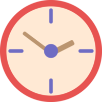 Design plat d'icône d'horloge murale de dessin animé isolé sur fond blanc png