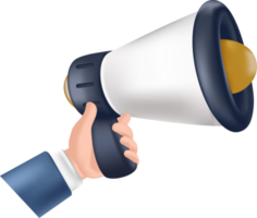 illustration of a businessman hand holding a megaphone isolated on a white background