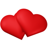 Representación 3d del objeto aislado del símbolo del corazón rojo png