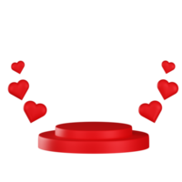 3d red podium with hearts png