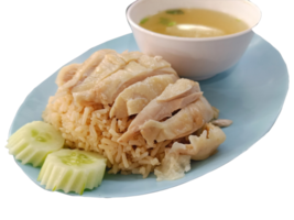 arroz con pollo hainanés servido en un plato con sopa png
