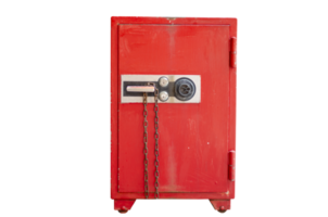 vieja caja de seguridad roja sobre fondo transparente png
