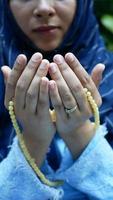 Close up of muslim women hand praying at ramadan video