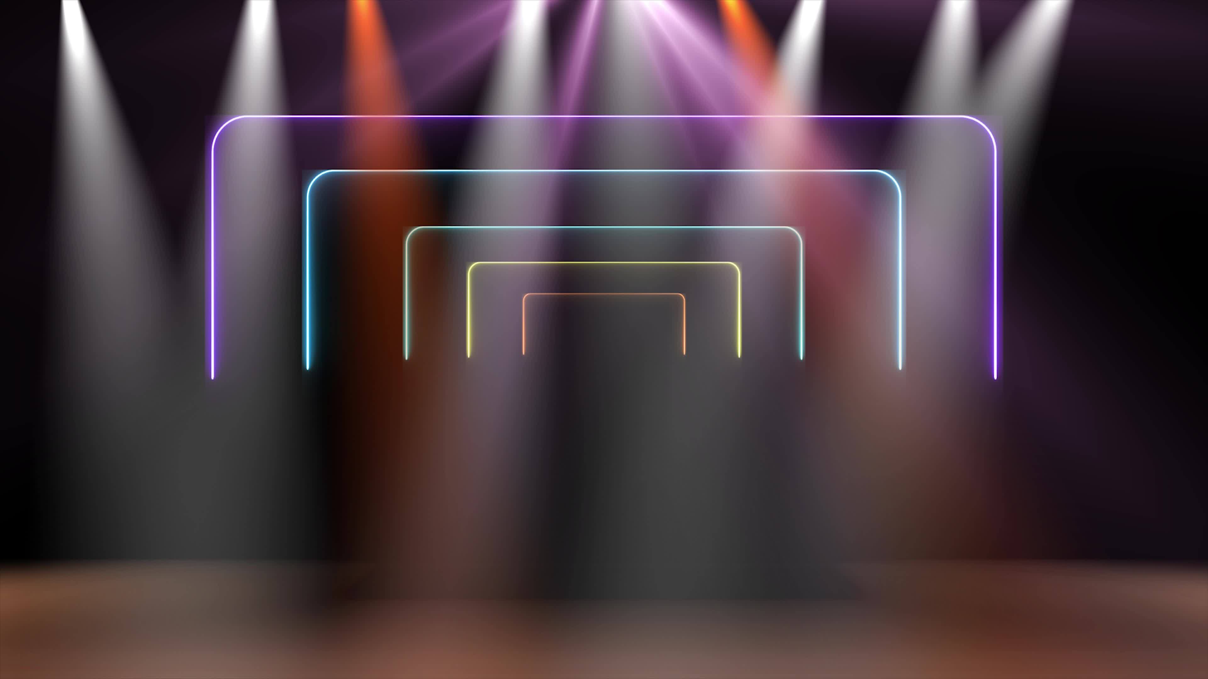 Realistic 3d Stage And Light Effects Moving On Background. Spot Light