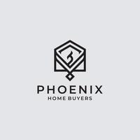luxury phoenix building logo vector. Creative Phoenix bird logo vector design illustration, real estate logo design.