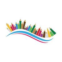 Set of colored pencils on white background vector