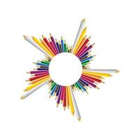 Set of colored pencils on white background vector