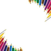 Set of colored pencils on white background vector