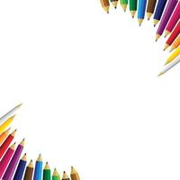 Set of colored pencils on white background vector