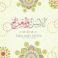 Al-Isra wal Mi'raj. Translate Night journey of Prophet Muhammad Vector Illustration For greeting card Template