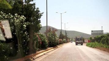 Road view with mountains landscape video