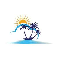 Palm tree summer logo template vector